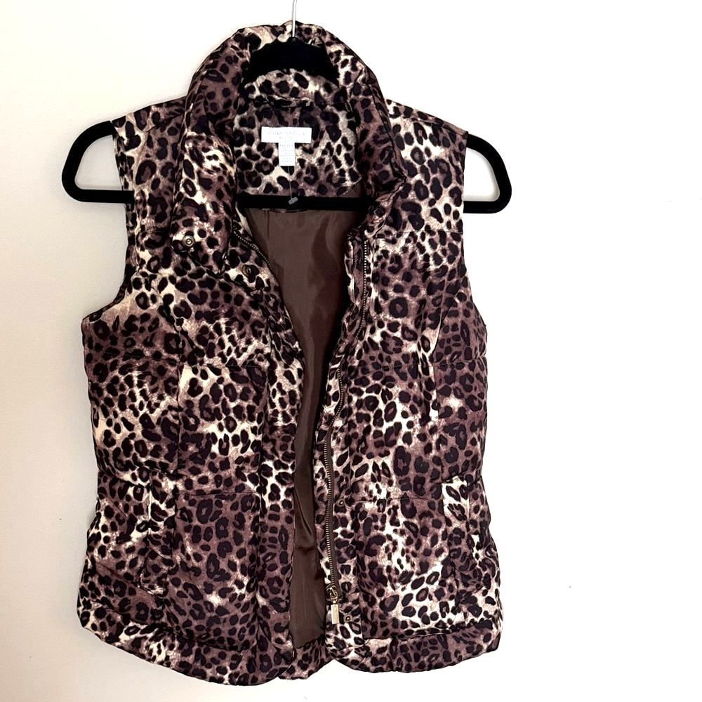 Charter Club Women Animal Print Puffer Vest Jacket Brown Black Beige SP